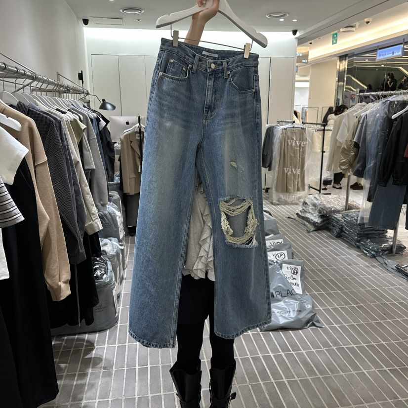 VIVE東大門代購女裝新品休閑人氣熱賣推薦時尚職業牛仔褲VIVE牛仔褲