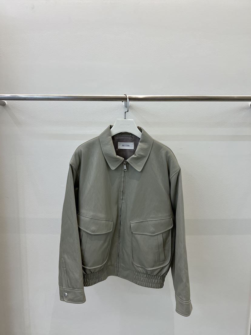 BETTER韓國代購女裝新品職業休閑人氣推薦夾克雙口袋皮革BETTER夾克