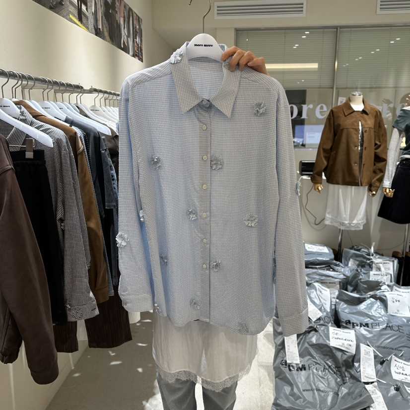 MOREMORE東大門代購女士新品職業推薦人氣襯衫蕾絲衫花朵more more襯衫/蕾絲衫