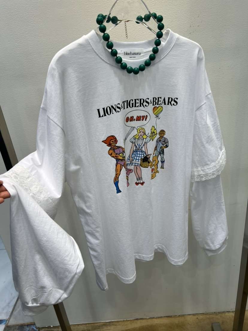 BLUE BANANA韓國代購女士新品26春夏長袖T恤不含項鏈假兩件BLUE BANANA長袖T恤