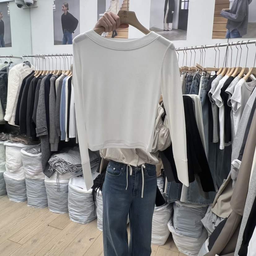 MOI-A韓國直郵女士新款熱賣職業26春夏休閑真品長袖T恤修身MOI-A長袖T恤