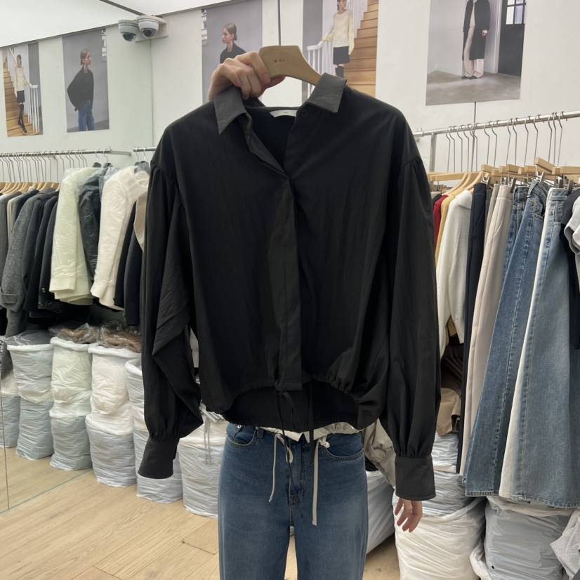 MOI-A東大門代購女士新款熱賣真品職業襯衫蕾絲衫泡泡袖MOI-A襯衫/蕾絲衫