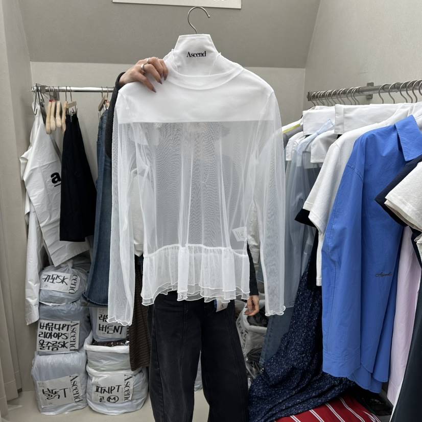 ASCEND東大門實拍女士新款推薦人氣真品職業襯衫蕾絲衫透明ASCEND襯衫/蕾絲衫