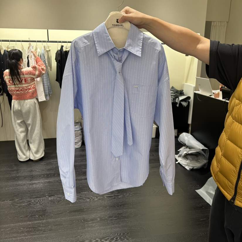 TOMGIRL東大門直郵女士新品時尚熱賣休閑襯衫蕾絲衫含領帶TOMGIRL襯衫/蕾絲衫