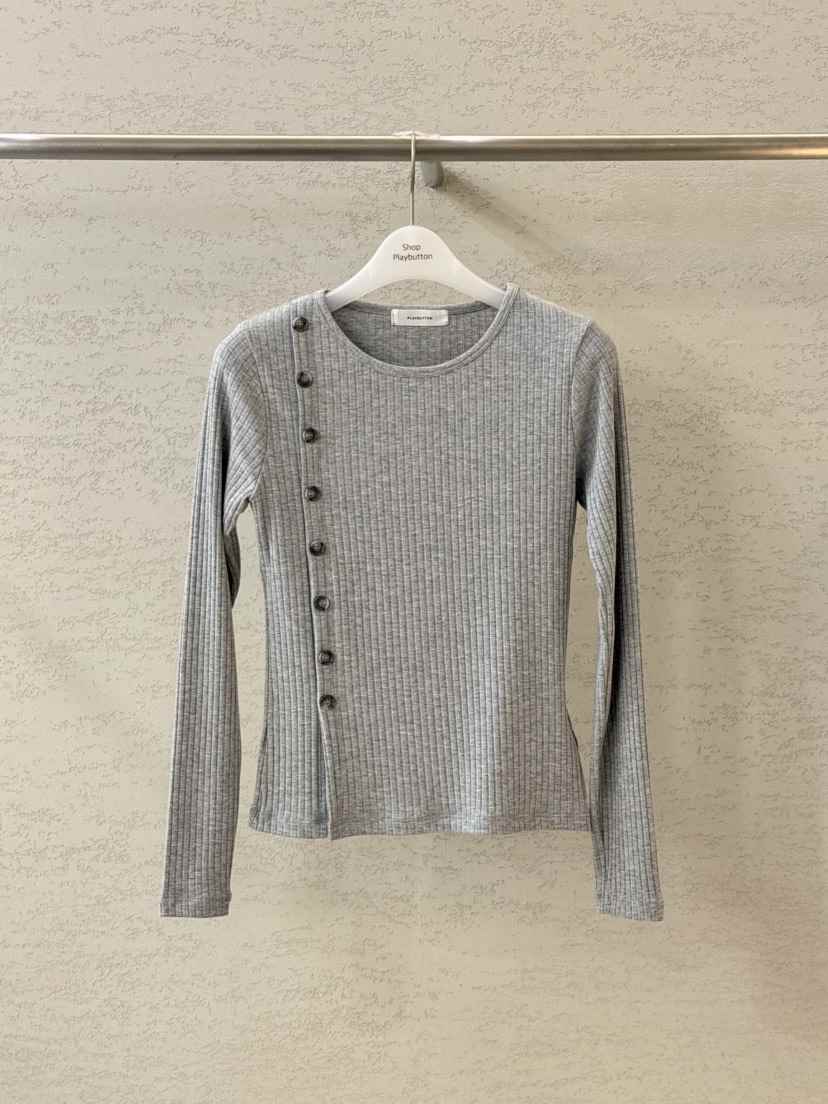 PLAYBUTTON-P韓國代購女裝新款人氣推薦職業休閑長袖T恤PLAYBUTTON長袖T恤