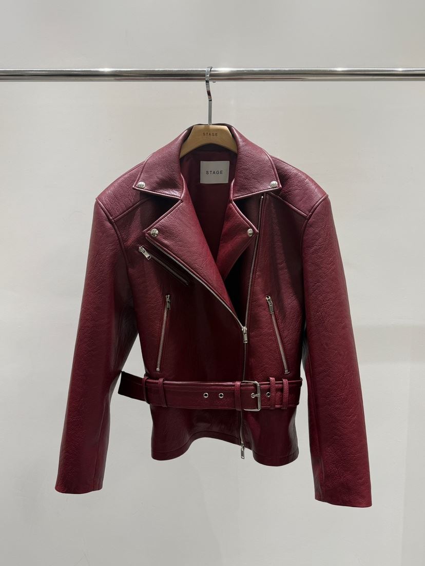 STAGE東大門直郵女士新款熱賣推薦職業時尚26春夏皮衣含腰帶STAGE皮衣