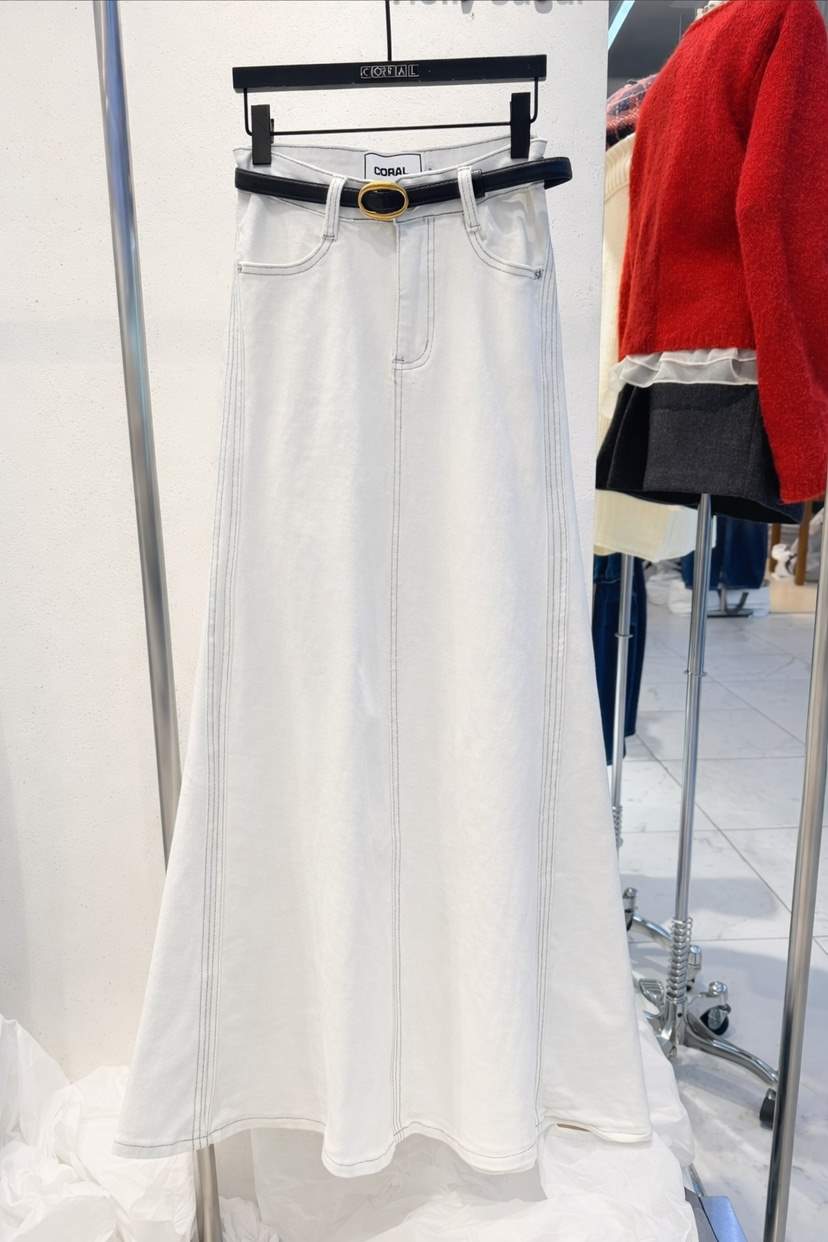 CORAL韓國代購女裝新款推薦26春夏人氣時尚休閑長裙不含腰帶CORAL長裙
