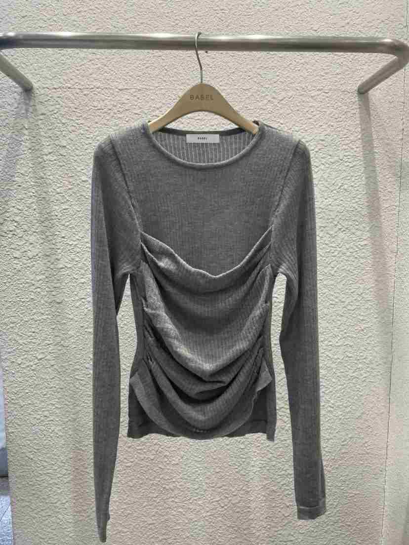 BABEL東大門實拍女士新款休閑26春夏真品人氣針織衫雙層羅紋BABEL針織衫