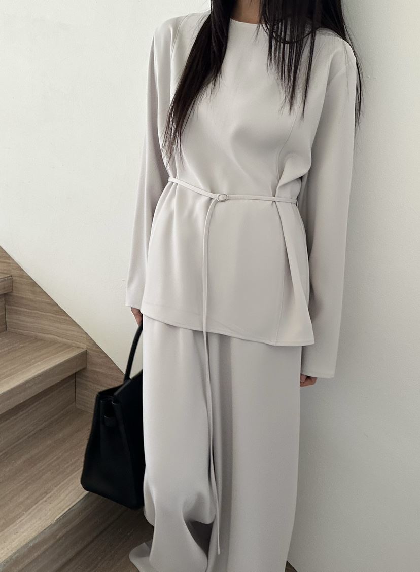 LE VASE東大門實拍女士新款人氣休閑熱賣襯衫蕾絲衫含腰帶LE VASE襯衫/蕾絲衫