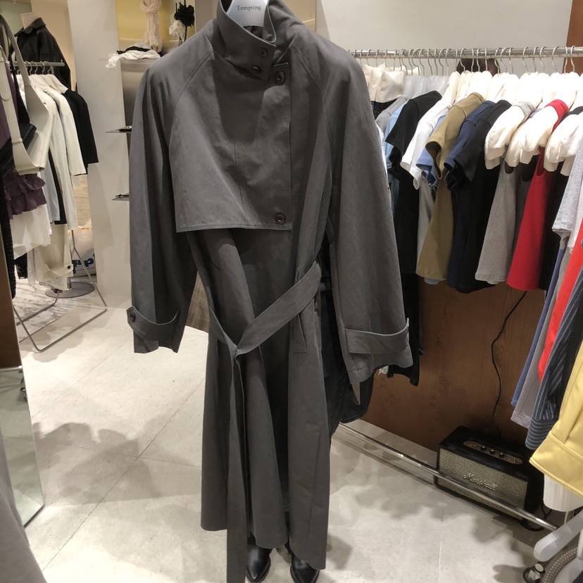 TEMPTING東大門代購女士新款推薦休閑時尚長款風衣含腰帶TEMPTING長款風衣
