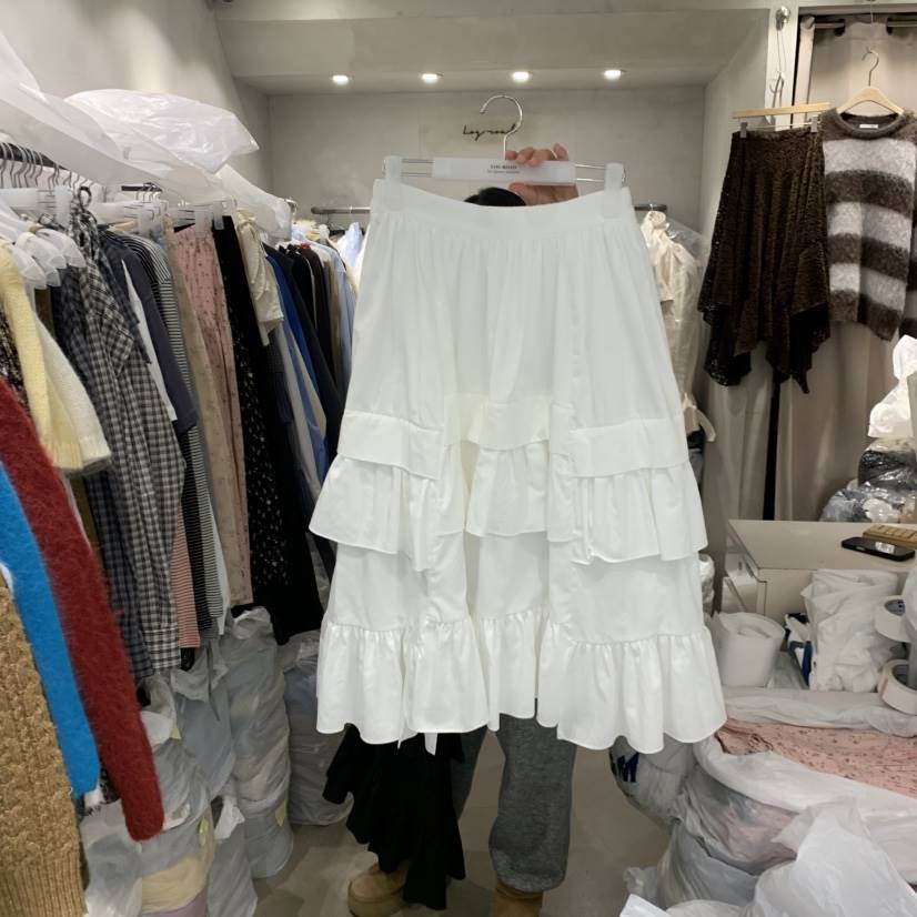 LOGROAD韓國代購女士新款推薦職業時尚26春夏半身裙中短裙褶皺LOG ROAD半身裙/中短裙