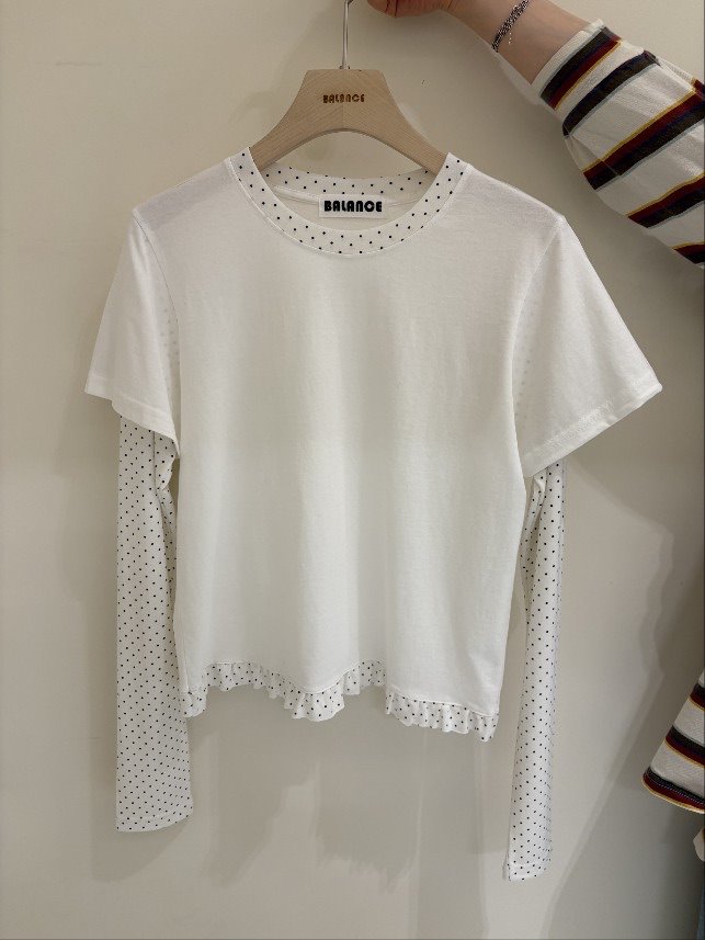 BALANCE韓國直郵女裝新款26春夏時尚人氣休閑長袖T恤假兩件BALANCE長袖T恤