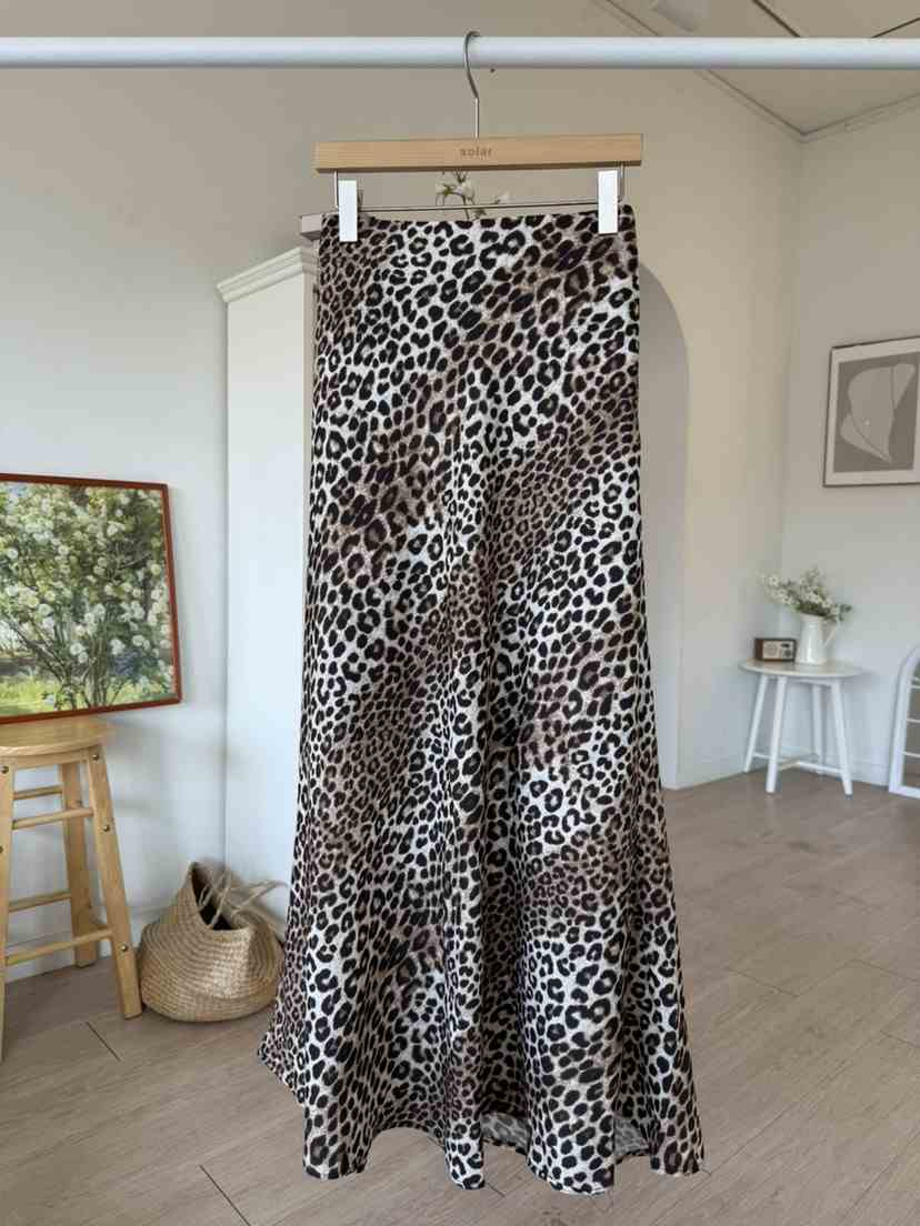 SOLAR東大門代購女士新款休閑時尚人氣真品職業熱賣長裙豹紋SOLAR長裙