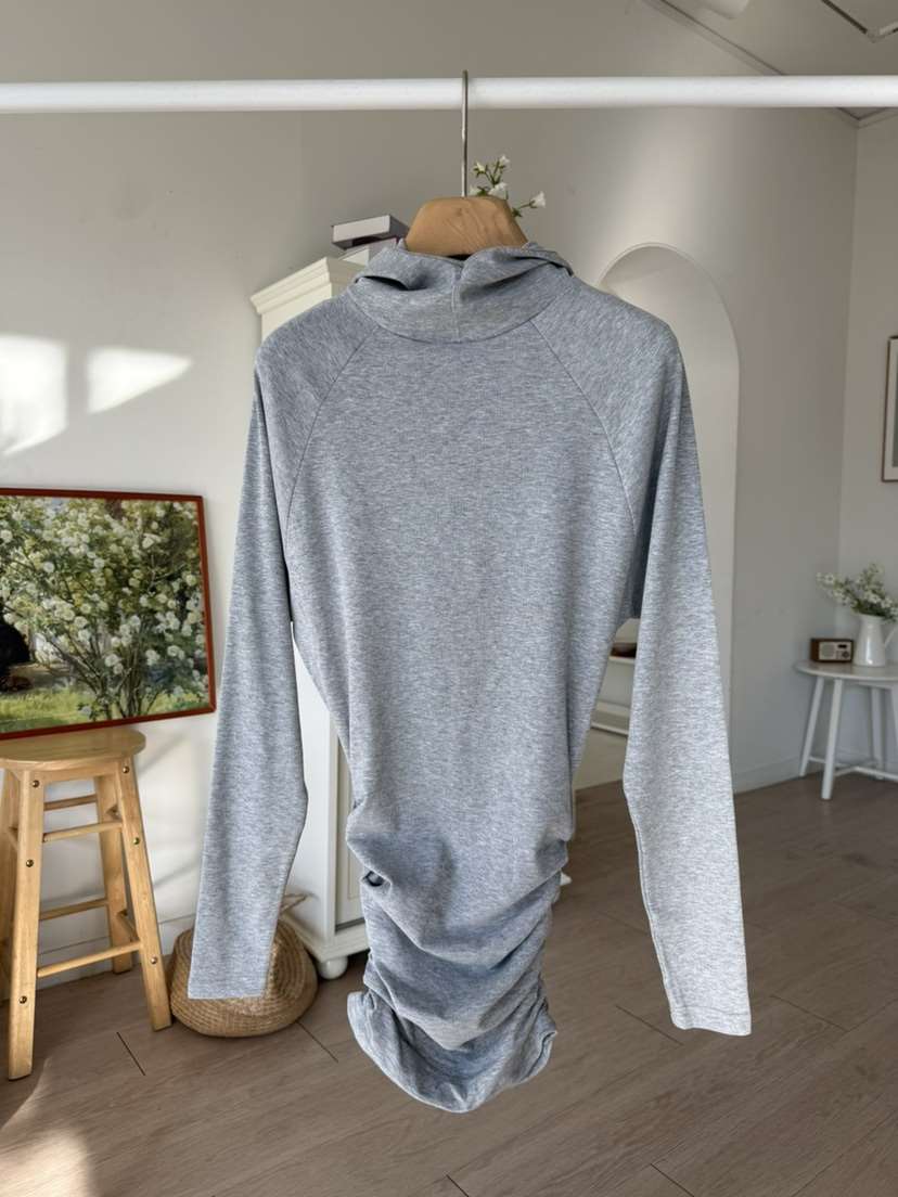 SOLAR韓國直郵女士新款真品時尚休閑26春夏連衣裙褶皺連帽SOLAR連衣裙