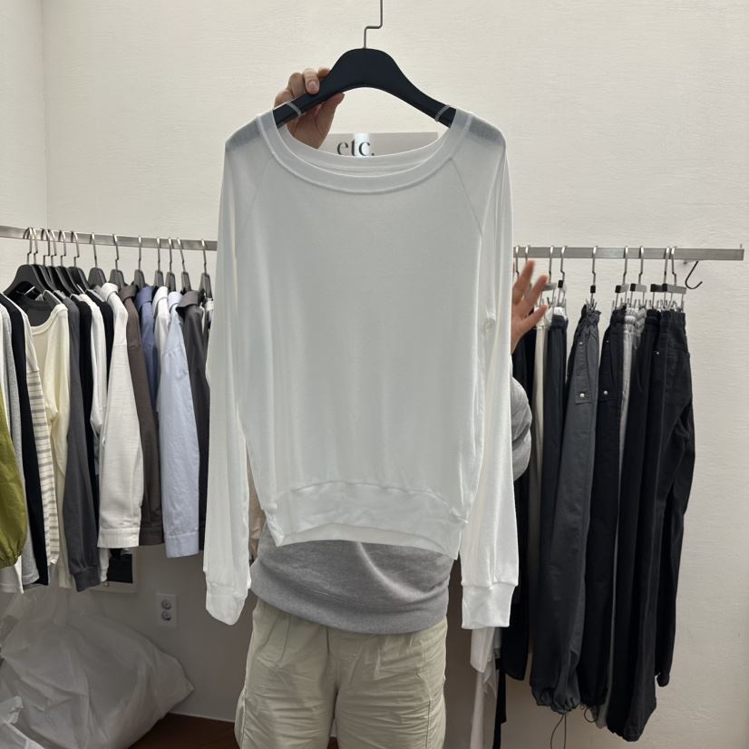 MOANA東大門代購女士新款26春夏時尚推薦職業長袖T恤露肩MOANA長袖T恤