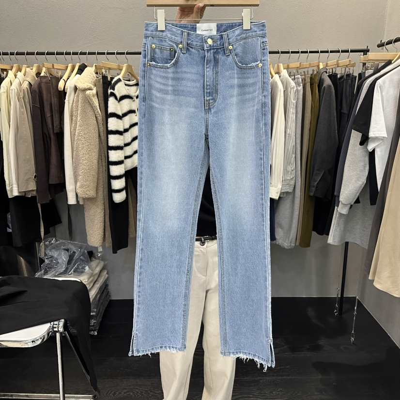 FLAMME TOIT/LUNAMDE東大門實拍女士新品休閑牛仔褲開衩FLAMME TOIT/LUNAMDE牛仔褲