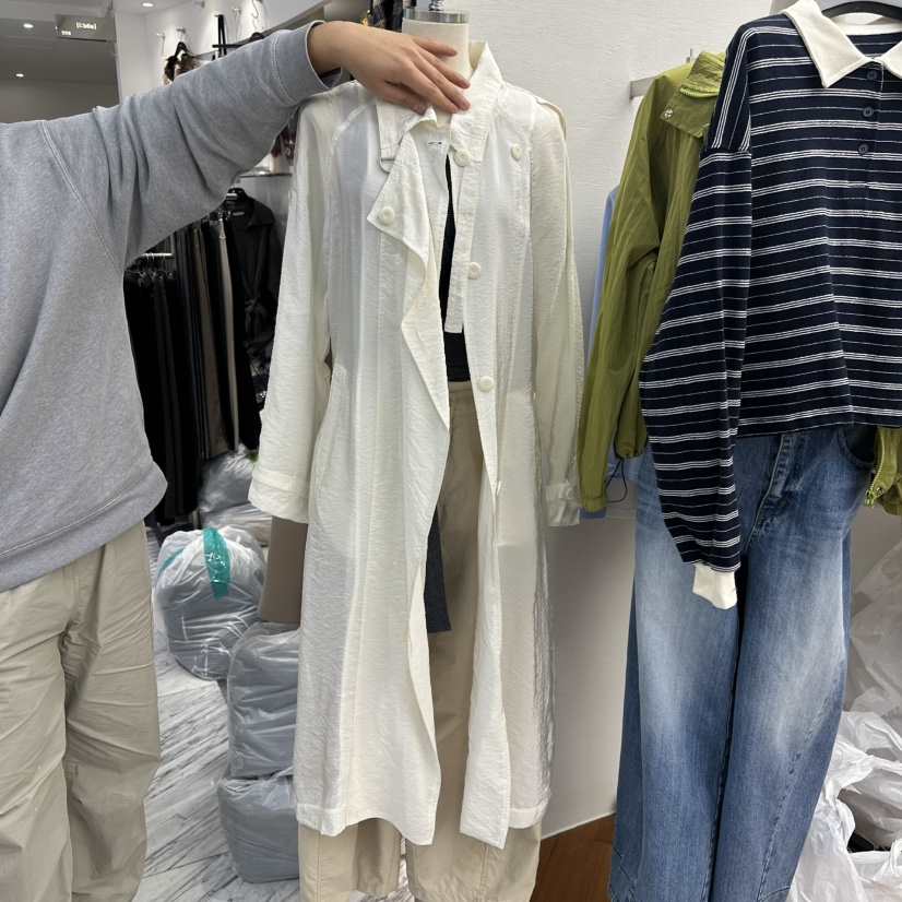 MOANA東大門代購女裝新款熱賣職業真品時尚推薦長款風衣纖維MOANA長款風衣