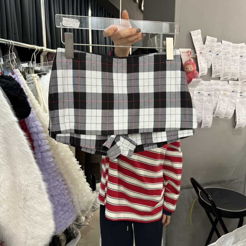 MOMAZU韓國直郵女裝新品人氣職業真品26春夏時尚裙褲格子MOMAZU裙褲