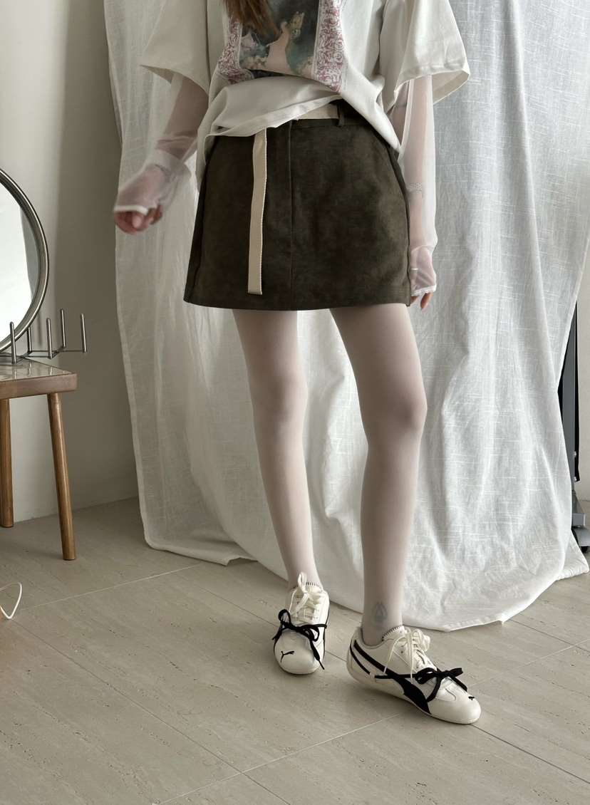 ZEROZERO韓國代購女裝新款熱賣真品推薦人氣短裙涂層腰帶ZEROZERO短裙