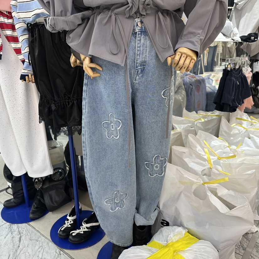 MOMAZU東大門直郵女裝新款26春夏休閑熱賣時尚牛仔褲花朵MOMAZU牛仔褲