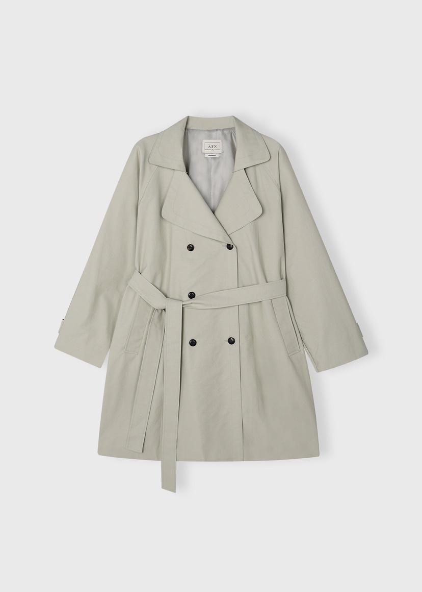 A Flan東大門實拍女裝新品熱賣職業時尚長款風衣含腰帶雙層AFN/FLAN EDITION長款風衣