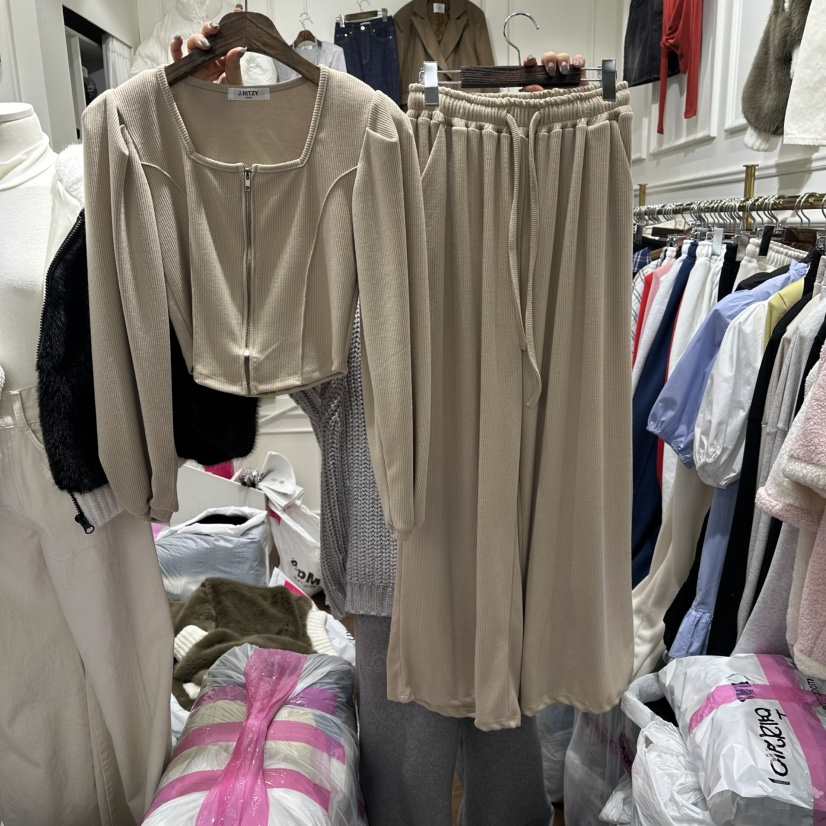 J.RITZY東大門代購女士新款26春夏真品套裝拉鏈套裝褶裥J.RITZY套裝