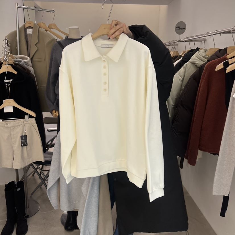 PHILO韓國代購女士新款熱賣推薦職業26春夏休閑長袖T恤紐扣PHILO長袖T恤