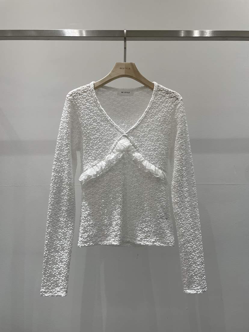 RE STYLE-Q東大門代購女士新品真品職業休閑長袖T恤蕾絲RE STYLE長袖T恤