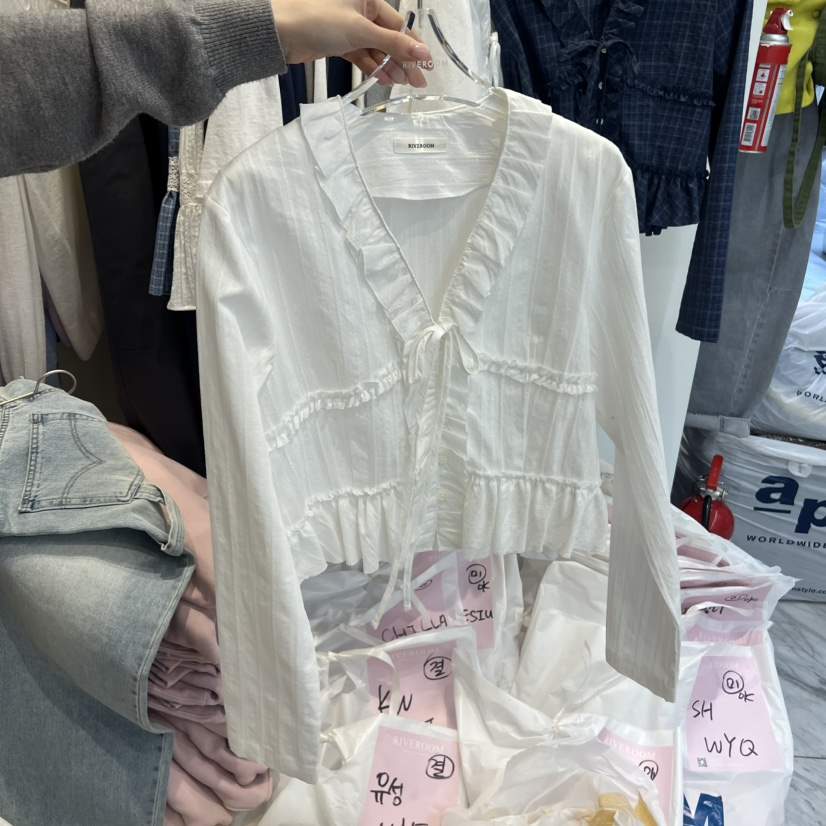 RIVEROOM韓國直郵女裝新款職業人氣熱賣休閑真品襯衫蕾絲衫RIVEROOM襯衫/蕾絲衫