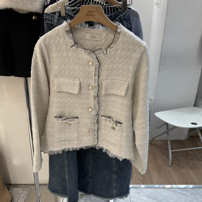 ABLESTUDIO東大門實拍女士新款26春夏推薦時尚夾克粗花呢ABLESTUDIO夾克