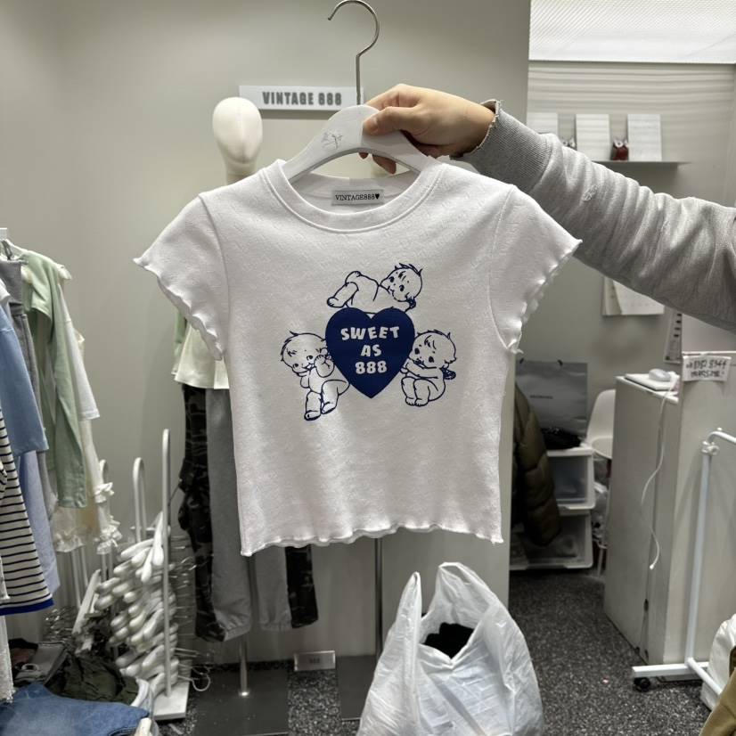 VINTAGE 888韓國代購女裝新品26春夏休閑職業熱賣真品T恤VINTAGE888/TRIPLE EIGHTT恤