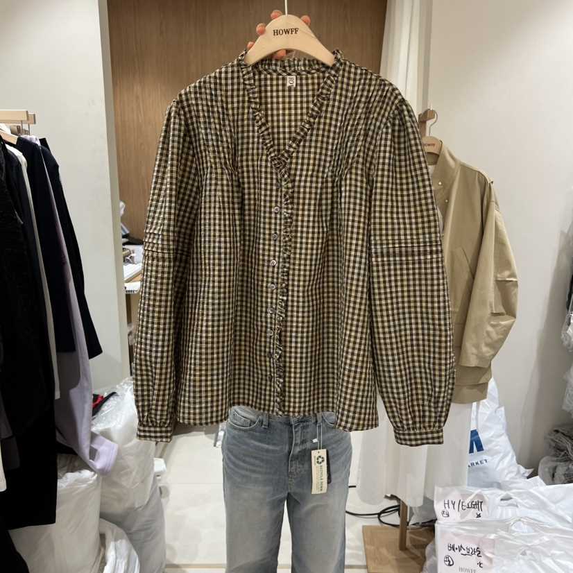 HOWFF東大門代購女裝新款熱賣職業休閑推薦襯衫蕾絲衫荷葉邊HOWFF襯衫/蕾絲衫