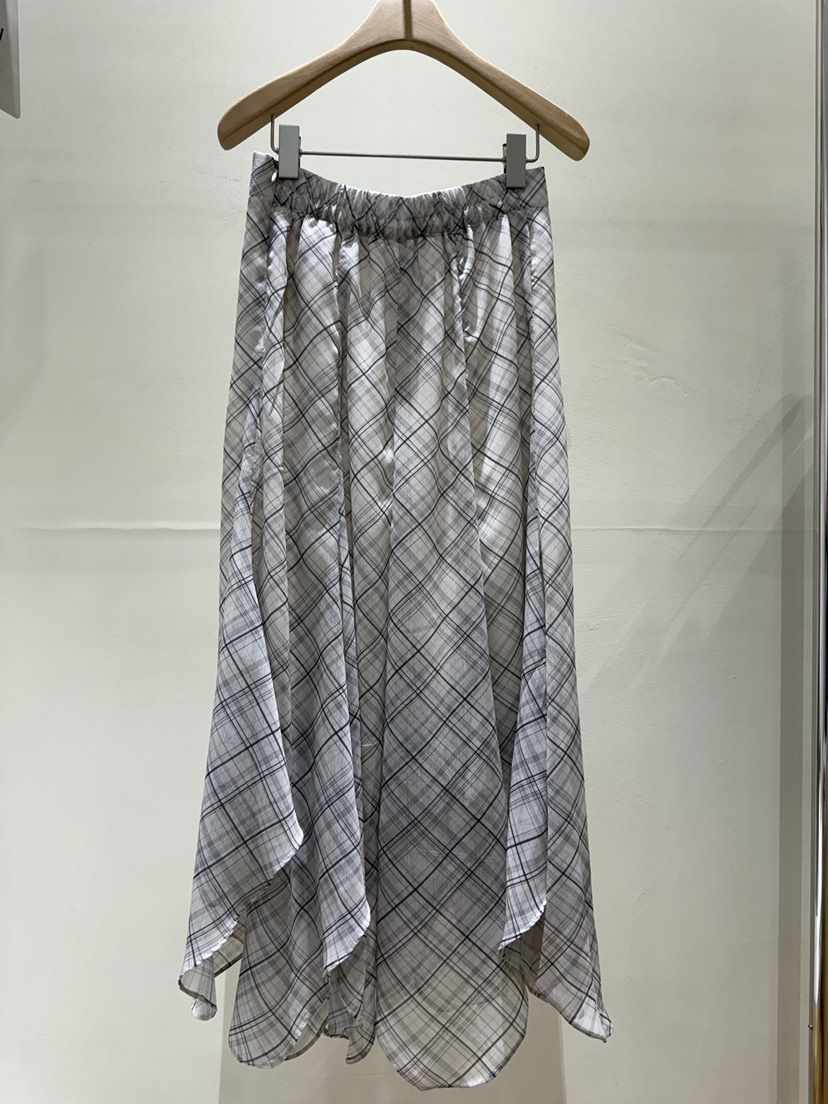MUSHROOM-A東大門直郵女士新款人氣26春夏休閑長裙格子雪紡MUSHROOM長裙