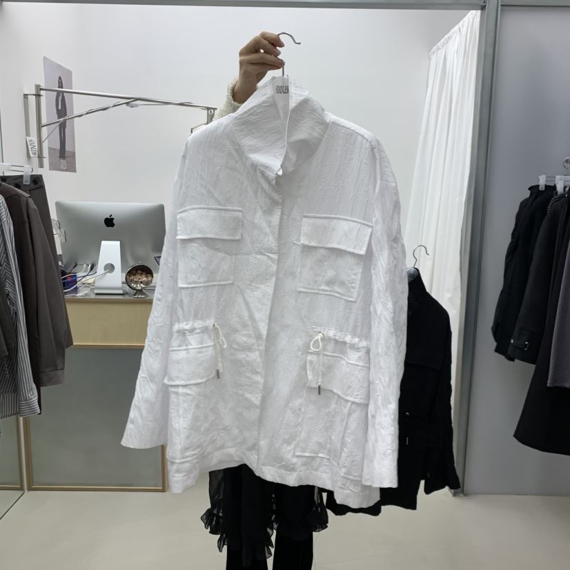 STAINLESS東大門實拍女裝新品熱賣推薦職業真品夾克高領褶裥STAINLESS夾克