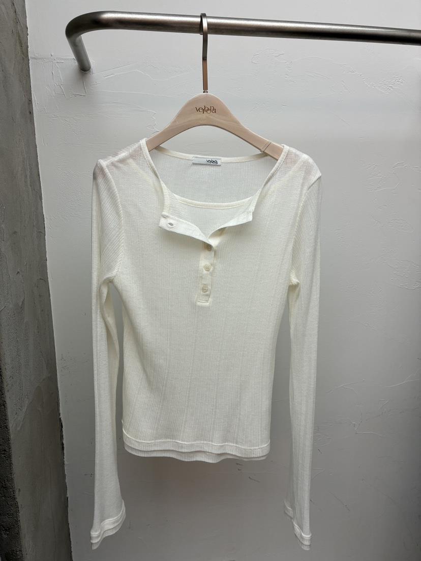 Verbena韓國代購女士新品職業人氣真品休閑26春夏長袖T恤紐扣Verbena長袖T恤