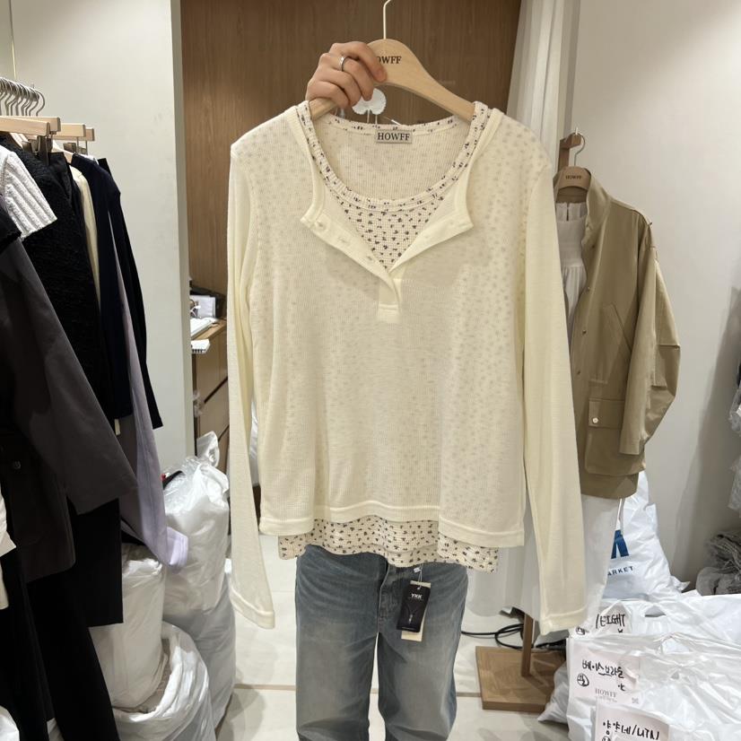 HOWFF韓國代購女裝新款真品休閑時尚人氣推薦26春夏長袖T恤HOWFF長袖T恤