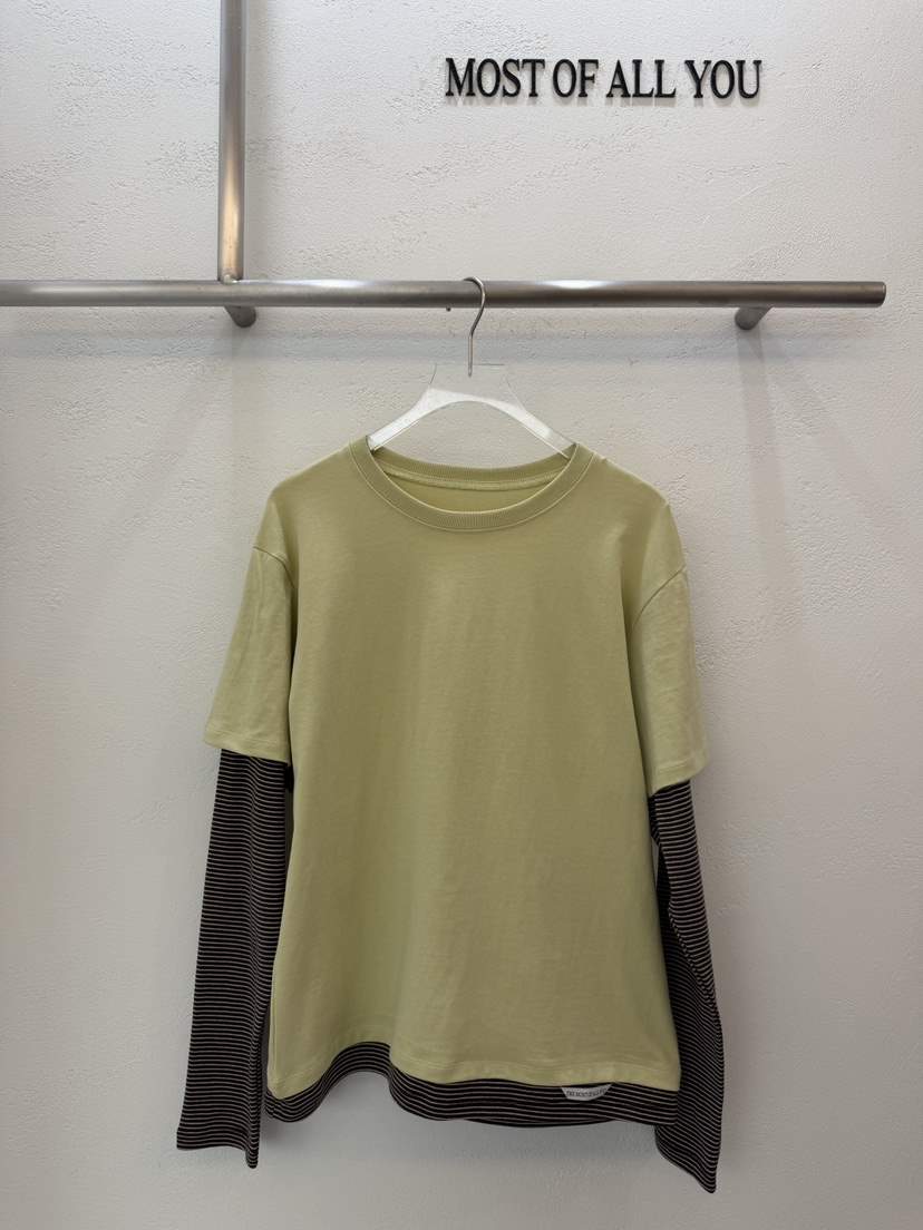 MOST OF ALL U東大門直郵女士新款時尚26春夏長袖T恤條紋MOST OF ALL U長袖T恤