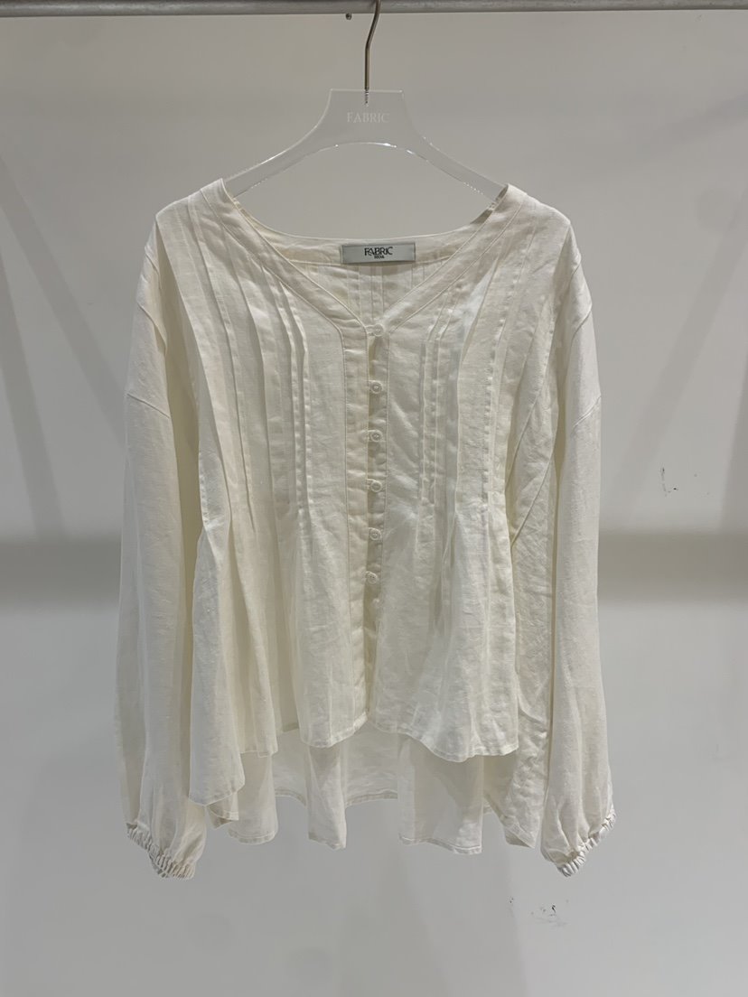 FABRIC東大門實拍女裝新品休閑推薦襯衫蕾絲衫亞麻布褶裥FABRIC襯衫/蕾絲衫
