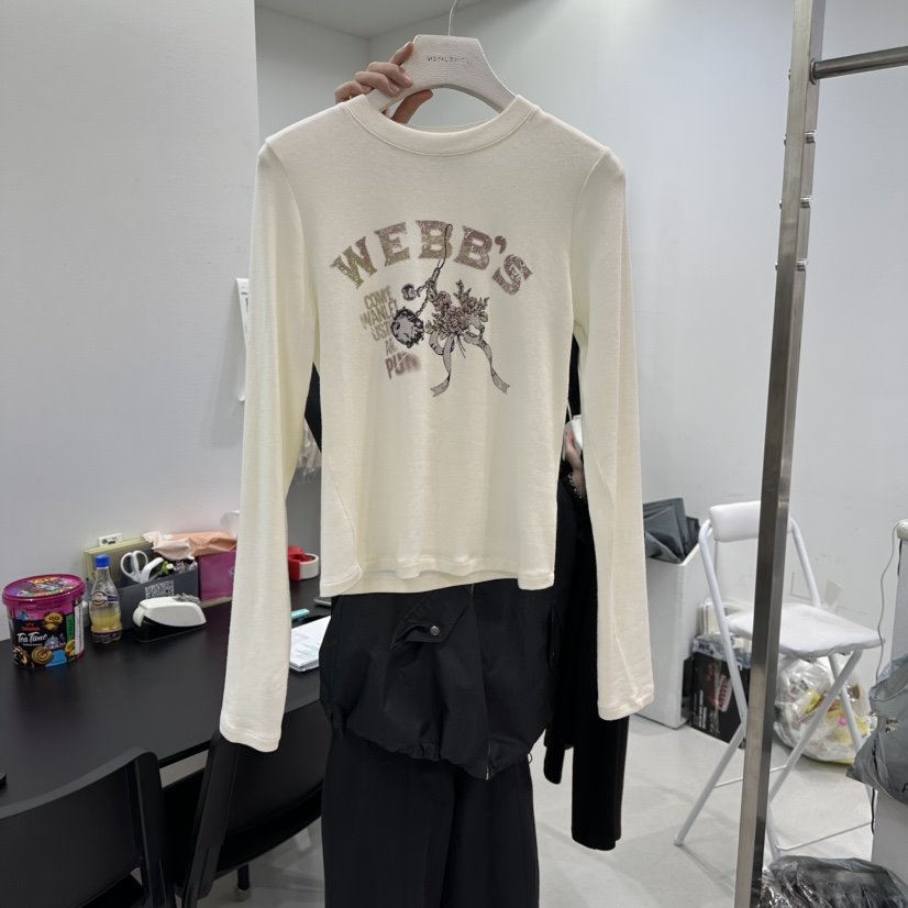 VISUAL SPACE韓國直郵女士新款職業休閑26春夏時尚長袖T恤VISUAL SPACE長袖T恤