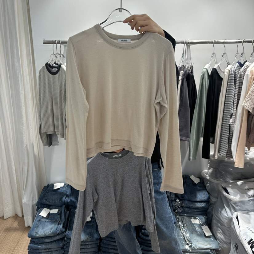 STORIES東大門代購女裝新品休閑熱賣真品推薦長袖T恤羊毛STORIES長袖T恤