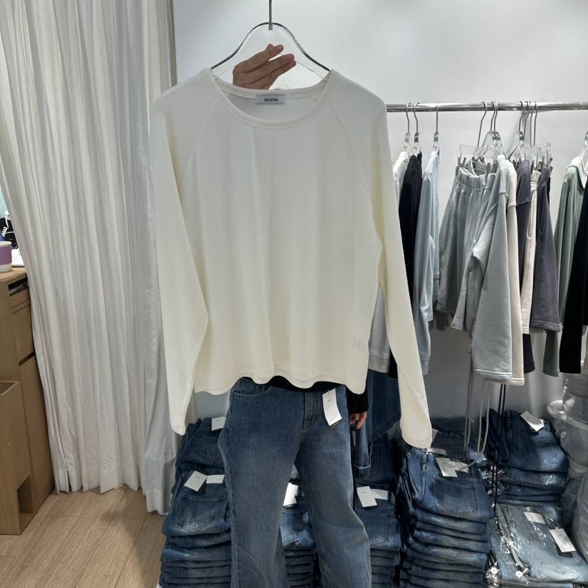 STORIES東大門代購女裝新品休閑熱賣真品時尚長袖T恤插肩袖STORIES長袖T恤