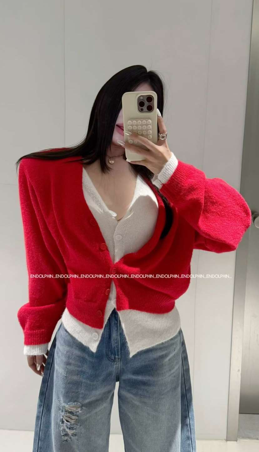 ENDOLPHIN東大門實拍女士新款推薦休閑職業針織衫假兩件開衫ENDOLPHIN針織衫