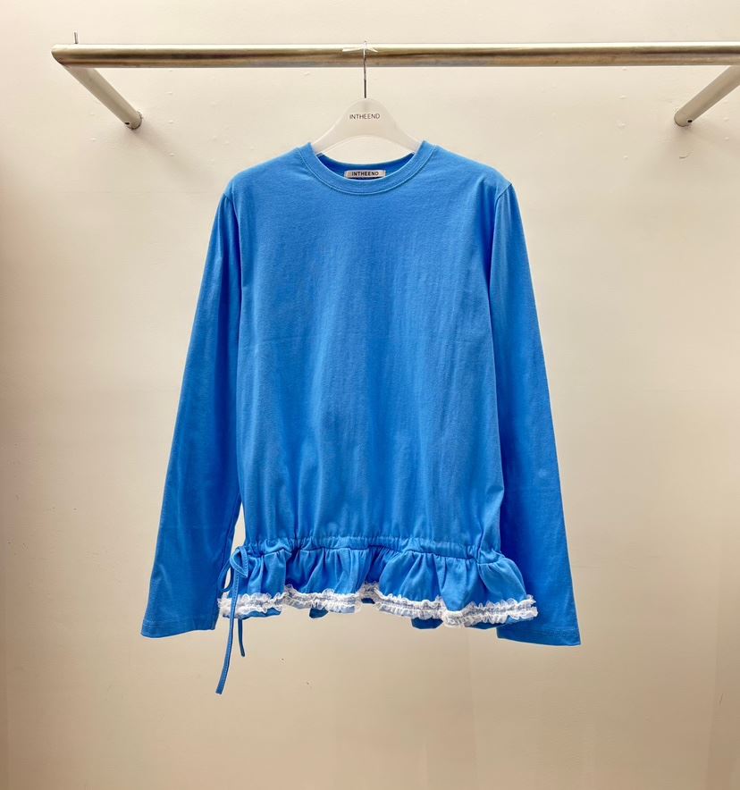 INTHEEND東大門代購女裝新品職業人氣時尚推薦長袖T恤蕾絲INTHEEND長袖T恤