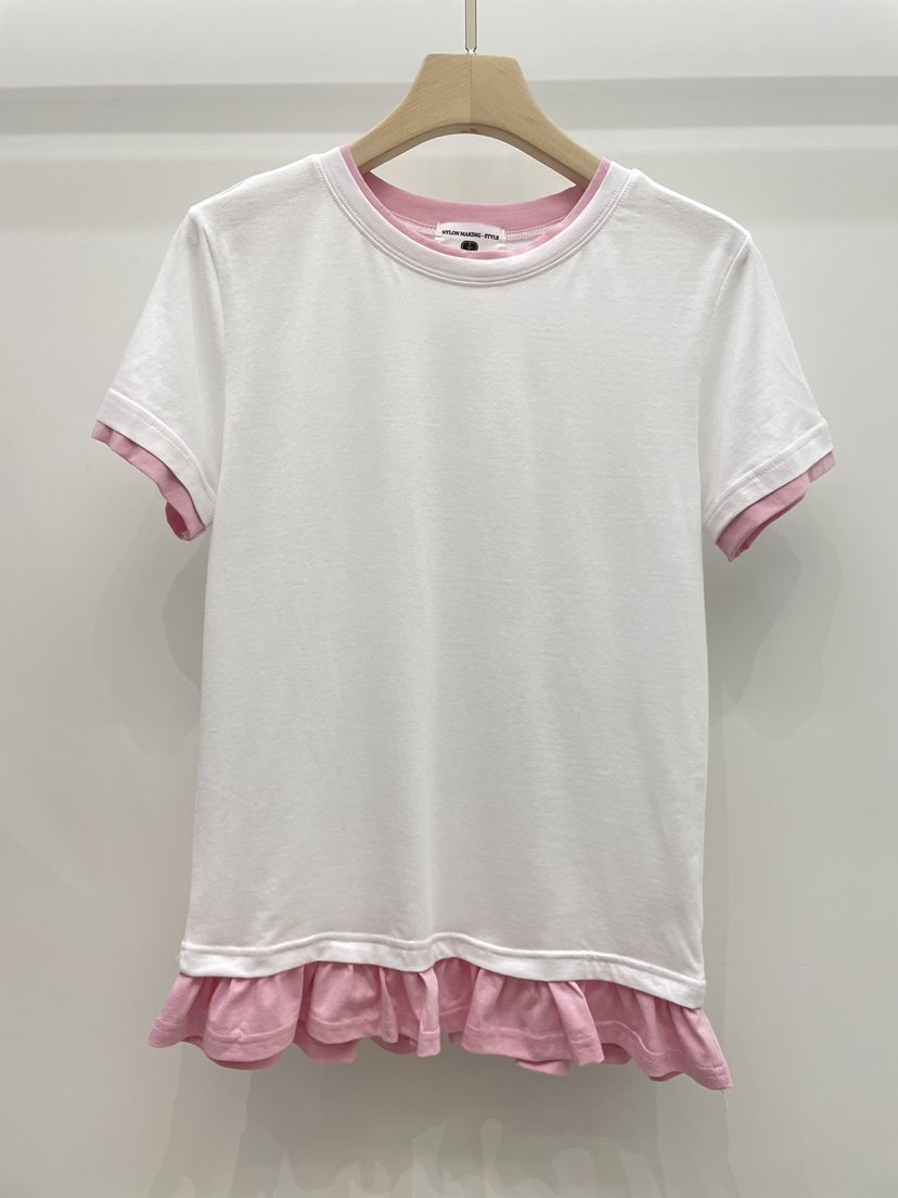 NYLON韓國代購女裝新品真品休閑時尚職業熱賣26春夏T恤荷葉邊NYLONT恤