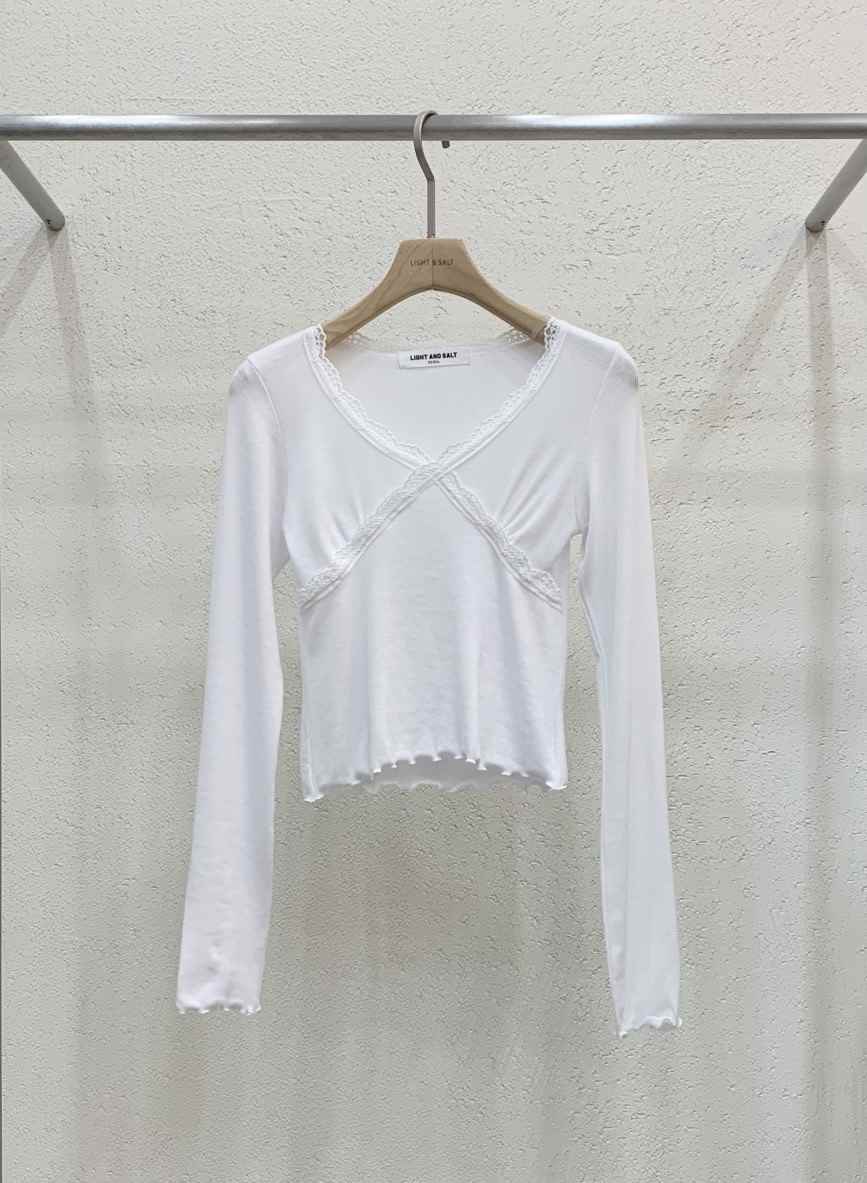 LIGHT AND SALT東大門直郵女士新品26春夏人氣長袖T恤蕾絲LIGHT AND SALT長袖T恤