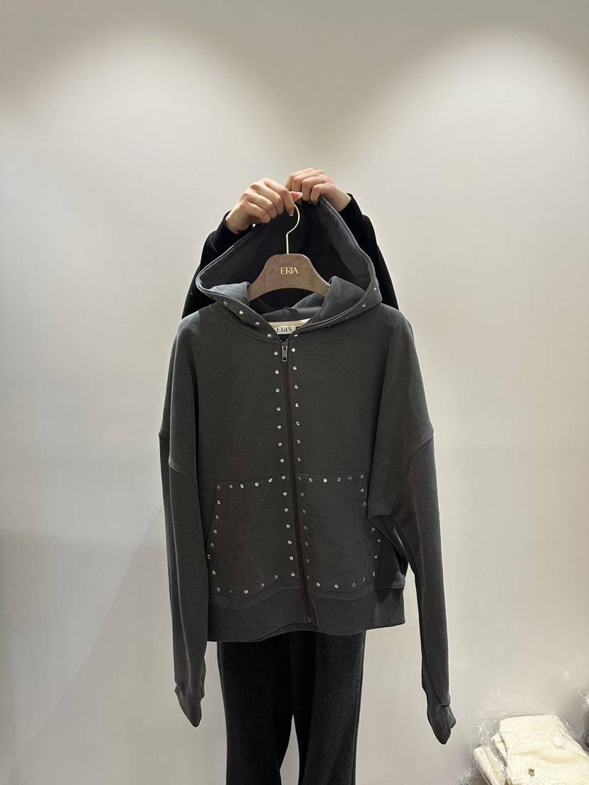 HUE/ERIA韓國直郵女士新品熱賣時尚休閑推薦職業衛衣拉鏈HUE/ERIA衛衣