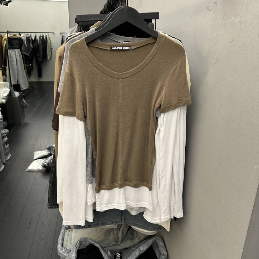 PROJECT WAVE-P韓國直郵女士新品熱賣26春夏長袖T恤天絲PROJECT WAVE長袖T恤