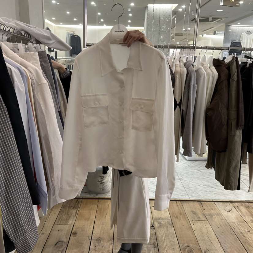 CREAM VILLA東大門代購女士新品職業襯衫蕾絲衫口袋CREAMVILLA襯衫/蕾絲衫