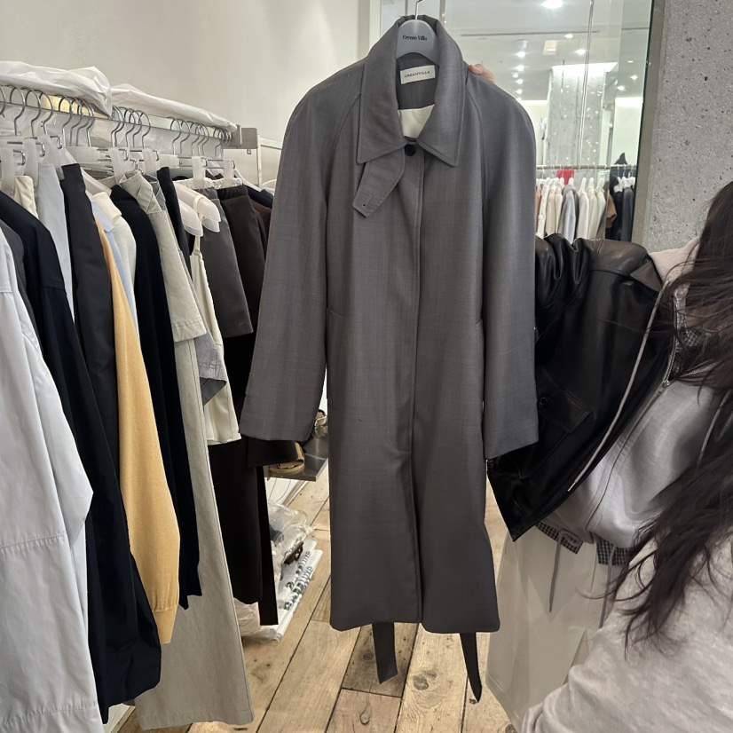 CREAM VILLA東大門實拍女裝新款職業長款風衣含腰帶CREAMVILLA長款風衣