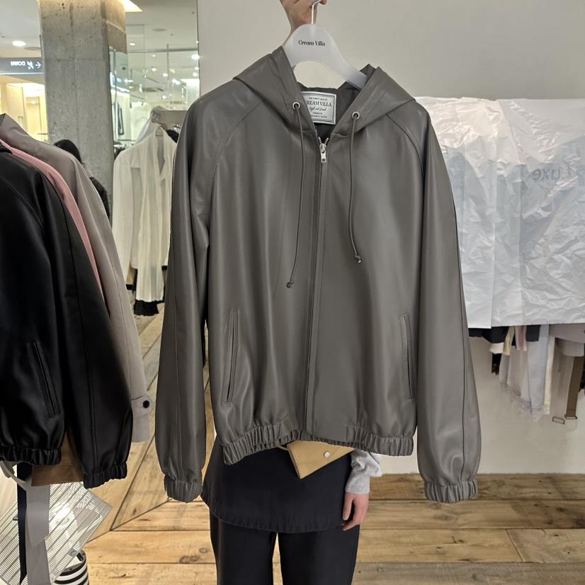 CREAM VILLA東大門實拍女士新款時尚夾克羊皮連帽CREAMVILLA夾克